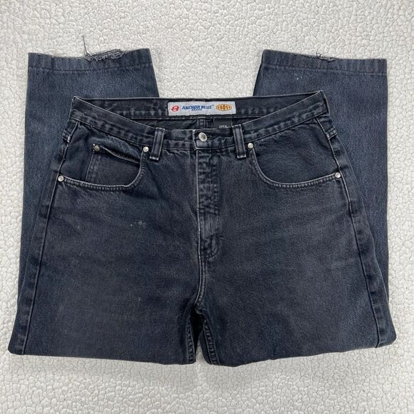 VTG 90s Anchor Blue Loose Jeans 36x30 (Actual 34x27) Black Y2K Grunge Skate - Picture 1 of 13